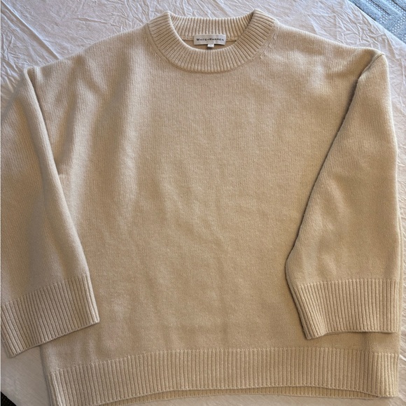 White + Warren Cream Cashmere Oversized Crew Neck Sweater - Picture 2 of 4